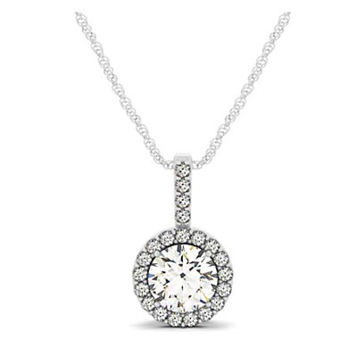 Diamond Ring Accented Halo Pendant 3/8 Carat Total Weight