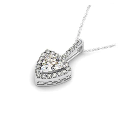 Trillion Cut Diamond Halo Pendant 1/2 Carat Total Weight