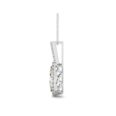 Drop Four Prong Halo Marquis Diamond Pendant 3/8 Carat Total Weight