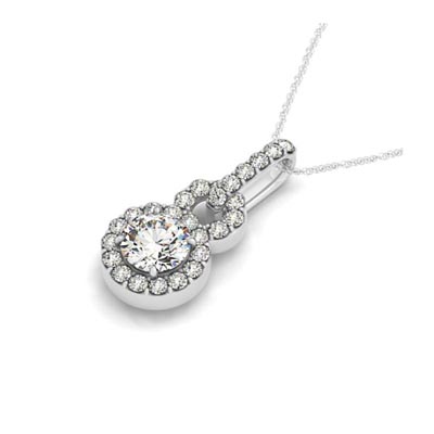 Infinity Halo Diamond Encrusted Pendant 1.39 Carat Total Weight