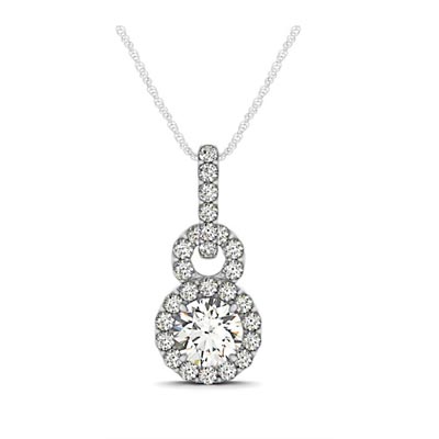 Infinity Halo Diamond Encrusted Pendant 1.39 Carat Total Weight