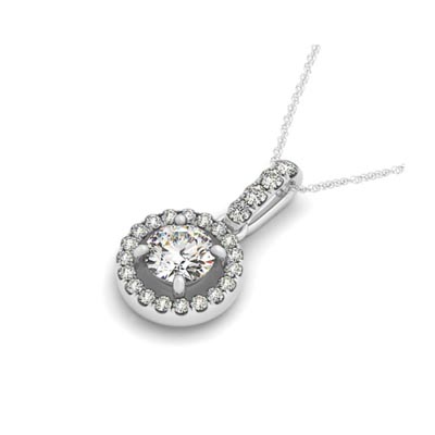 Centered Diamond Halo Pendant 1/3 Carat Total Weight