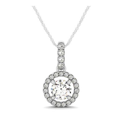 Centered Diamond Halo Pendant 1/3 Carat Total Weight