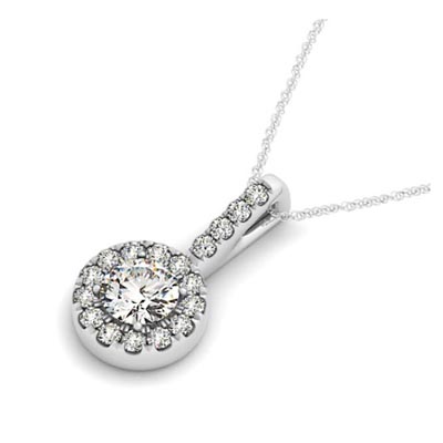 Diamond Round Circle Halo Pendant 1/5 Carat Total Weight