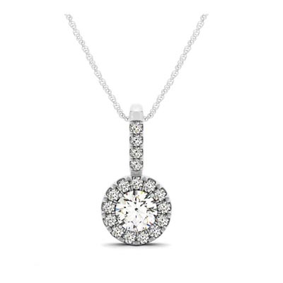 Diamond Round Circle Halo Pendant 1/5 Carat Total Weight