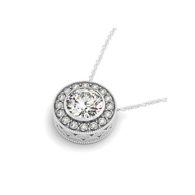 Artistic Diamond Halo Pendant 1.19 Carat Total Weight