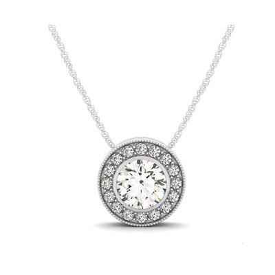 Artistic Diamond Halo Pendant 1.19 Carat Total Weight