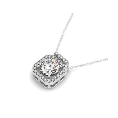 Diamond Row Halo Button Pendant 1/3 Carat Total Weight