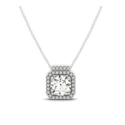 Diamond Row Halo Button Pendant 1/3 Carat Total Weight