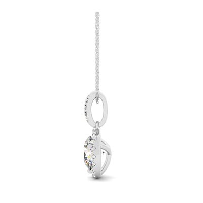 Single Halo Double Diamond Row Bail Pendant 3/8 Carat Total Weight