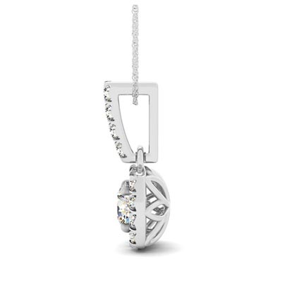 Drop Halo Cushion Frame Diamond Bail Pendant 3/8 Carat Total Weight