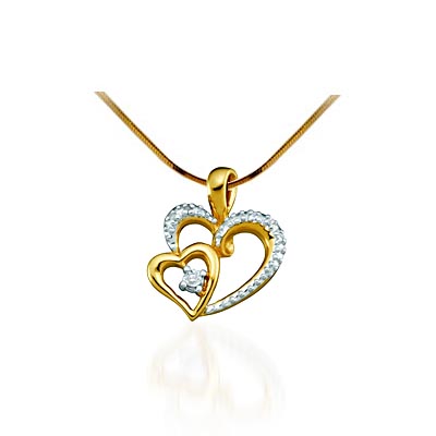 Two Hearts Ladies Diamond Pendant .03 Carat Total Weight 0.03 Carat Total Weight