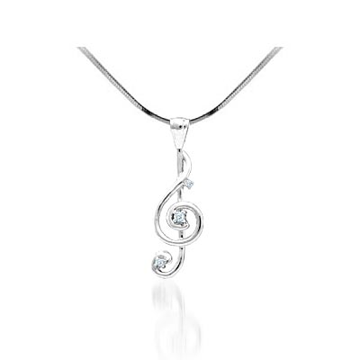 Diamond Treble Clef Fashion Pendant .05 Carat Total Weight 0.05 Carat Total Weight