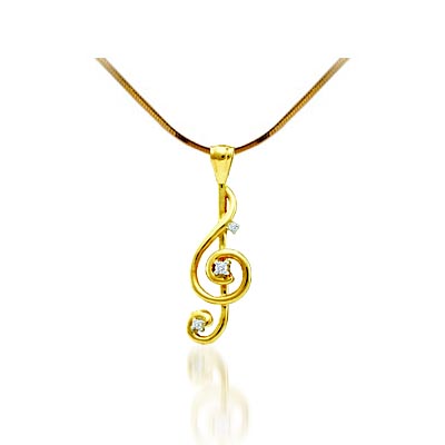 Diamond Treble Clef Fashion Pendant .05 Carat Total Weight 0.05 Carat Total Weight