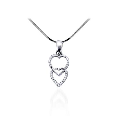 Dual Hearts Diamond Heart Pendant 1/10 Carat Total Weight 1/10 Carat Total Weight