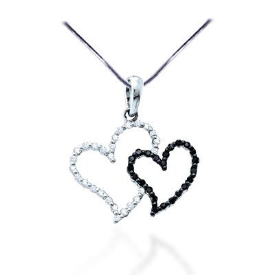 Dual Hearts Diamond Pendant .17 Carat Total Weight 0.17 Carat Total Weight