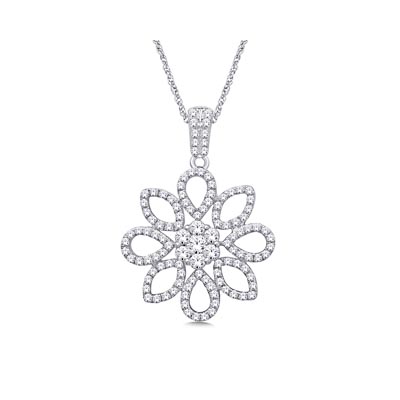 Diamond Flower Pendant 5/8 Carat Total Weight