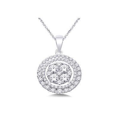 Diamond Flower Pendant 1.1 Carat Total Weight