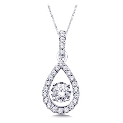 Moving Diamond Tear Drop Shaped Fashion Pendant 1/3 Carat Total Weight