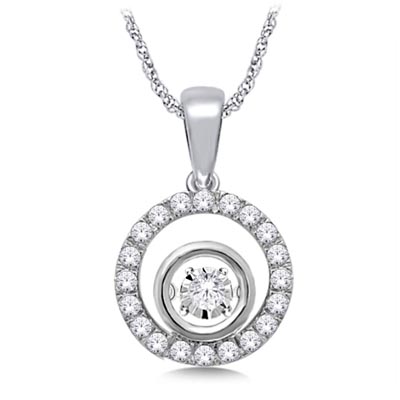 Moving Diamond Circle Pendant 3/4 Carat Total Weight