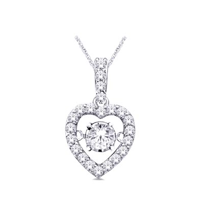 Moving Diamond Heart Pendant 1/4 Carat Total Weight