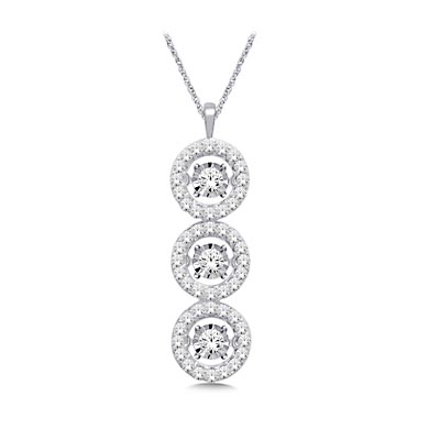 3 Stone Moving Diamond Fashion Pendant 1.0 Carat Total Weight