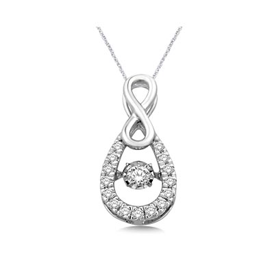 Moving Diamond Tear Drop Pendant 1/3 Carat Total Weight