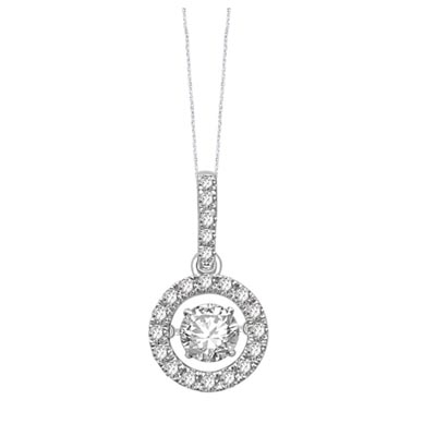 Moving DIamond Circle Pendant .90 Carat Total Weight