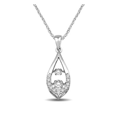 2 Stone Moving Diamonds Pendant 1/4 Carat Total Weight