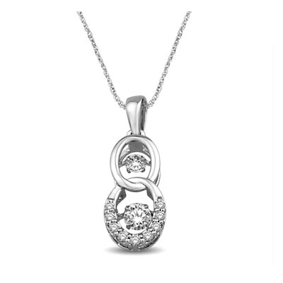 2 Stone Moving Diamonds Pendant 3/8 Carat Total Weight