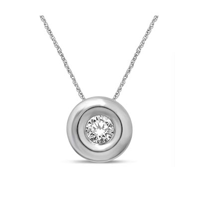 Round Bezel Diamond Pendant .15 Carat Total Weight