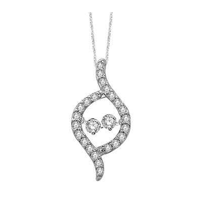 2 Stone Moving Diamonds Fashion Pendant 1/2 Carat Total Weight