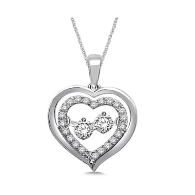 Moving Diamond Heart Pendant 1/3 Carat Total Weight