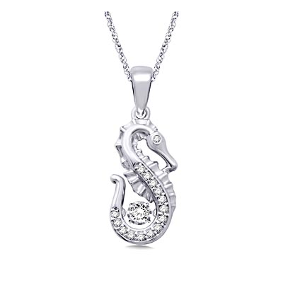 Moving Diamond Seahorse Diamond Pendant 1/10 Carat Total Weight