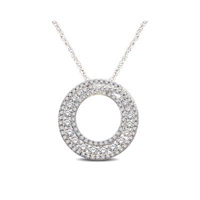 Diamond Circle Pendant 1.12 Carat Total Weight