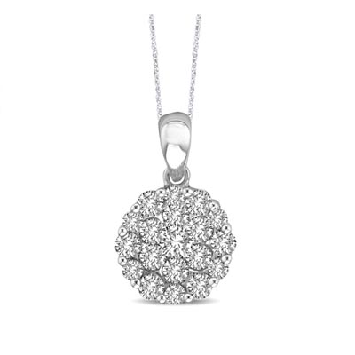 Diamond Flower Pendant 1.5 Carat Total Weight