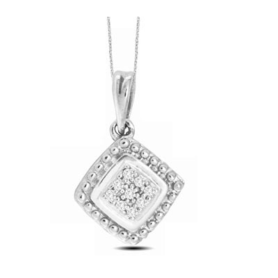 Sterling Silver Diamond Pendant 0.03 Carat Total Weight