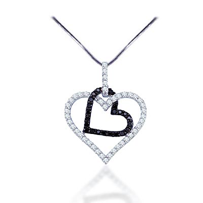 Hanging Hearts Diamond Pendant 1/2 Carat Total Weight 0.52 Carat Total Weight