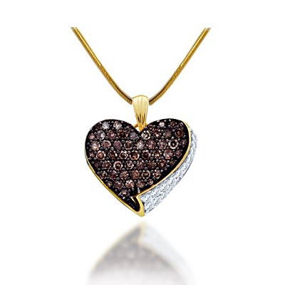 Ladies Champagne Diamond Heart Pendant .85 Carat Total Weight 0.85 Carat Total Weight