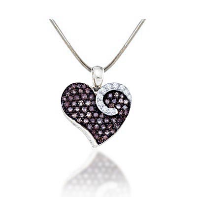 Ladies Heart Champagne Diamond Pendant 3/4 Carat Total Weight 3/4 Carat Total Weight