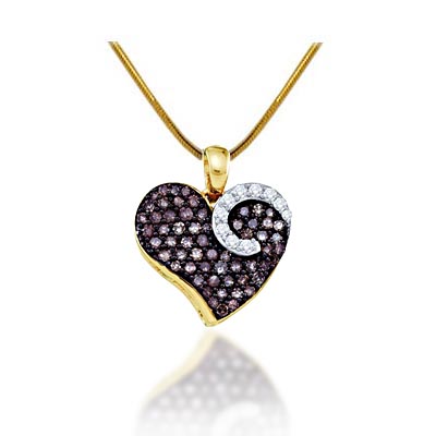 Ladies Heart Champagne Diamond Pendant 3/4 Carat Total Weight 3/4 Carat Total Weight