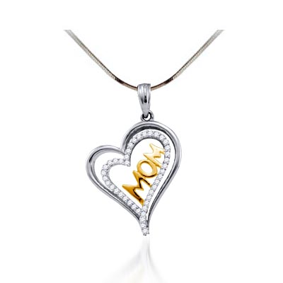 Moms Diamond Heart Pendant 1/5 Carat Total Weight 0.21 Carat Total Weight