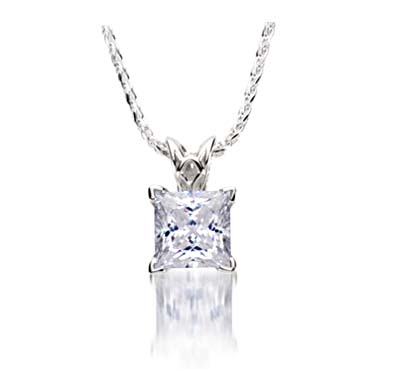 Diamond Princess Cut Scroll Pendant 1/5 Carat Total Weight