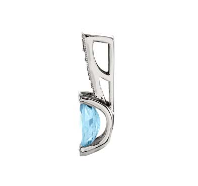 Oval Cut Aquamarine Bar Pendant 1.15 Carat Total Weight