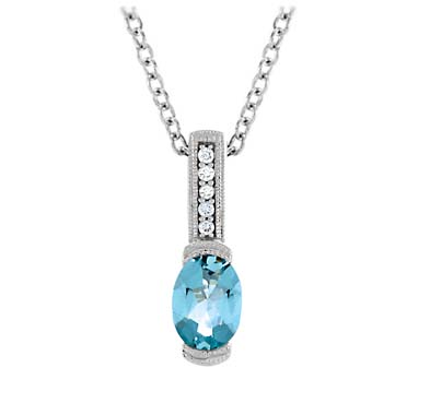 Oval Cut Aquamarine Bar Pendant 1.15 Carat Total Weight