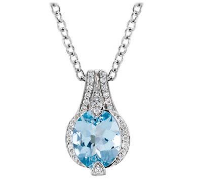 Tapered Aquamarine Diamond Pendant 3.19 Carat Total Weight