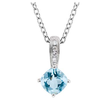 Aquamarine DIamond Pendant 1/2 Carat Total Weight