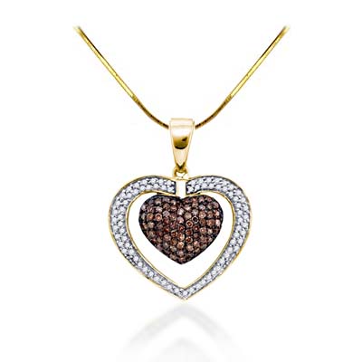 Champagne Diamond Heart Pendant 1.06 Carat Total Weight