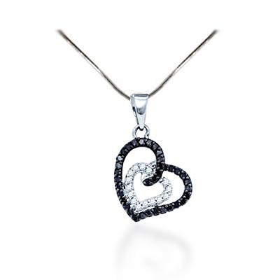 Black Diamond Hanging Hearts Pendant 1/3 Carat Total Weight 1/3 Carat Total Weight