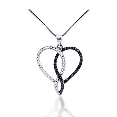 Ladies Interlocking Heart Pendant 3/8 Carat Toal Weight 0.37 Carat Total Weight